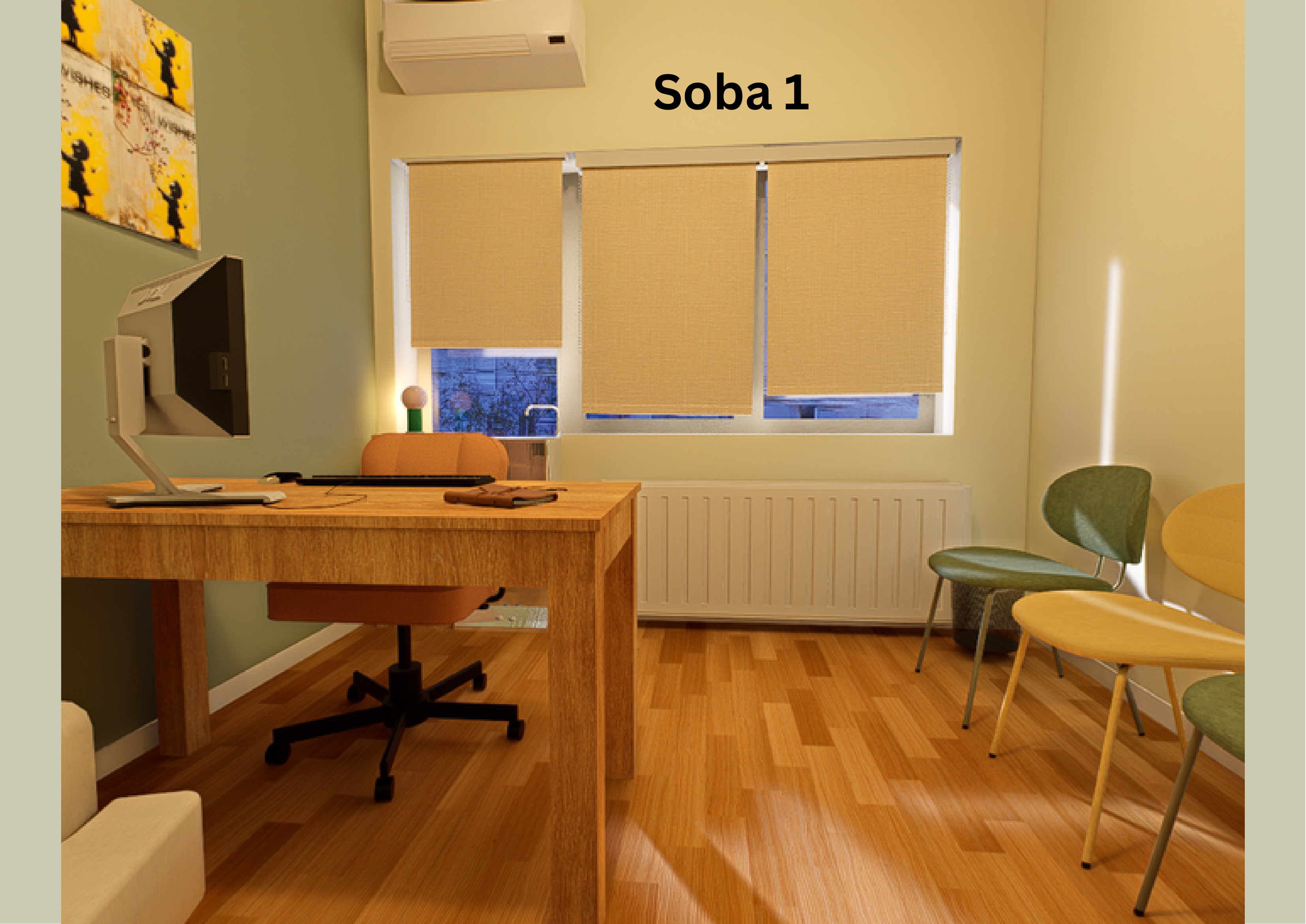 Soba za rad i terapiju s toplim, mirnim ambijentom